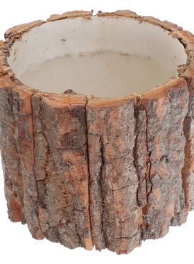 Natural Wood Flower pot Pastoral Flower Box Rustic Bark Desi