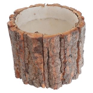 pot Pastoral Box Natural Bark Flower Rustic Desi Wood
