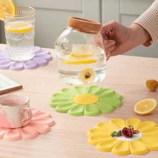 Silicone Mat Non Heat Coasters Resistant Cup Flower Drink
