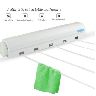 Wall Mounted 4/5 Clothes Line Retractable Laundry Hanger