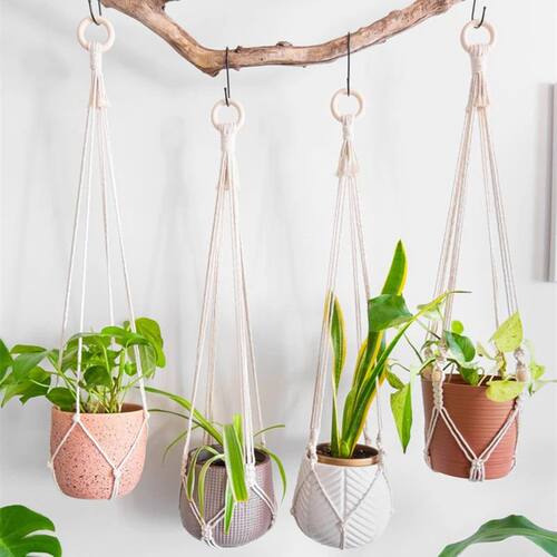 Handmade Macrame Plant Holder 100% Cotton Various Styles Flo