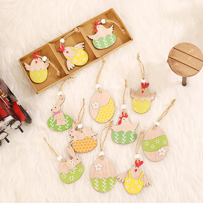 Easter Decorations Creative Painted Wooden Animal Pendant Ra