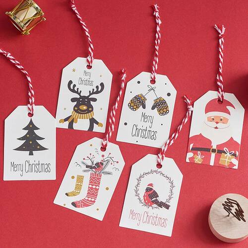 50pcs Merry Christmas Tags Kraft Paper Card Gift Label Tag D