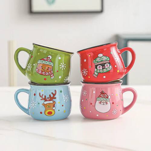 Ceramic Christmas Mousse Mug Cartoon Santa Cup Coffee Cup fo