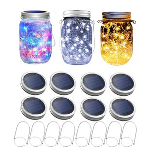 Solar Mason Jar Lights 20 LED Waterproof Fairy Firefly Jar L