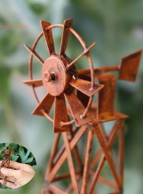 Miniature Windmill Metal Fairy Garden Vintage Decoration Rus