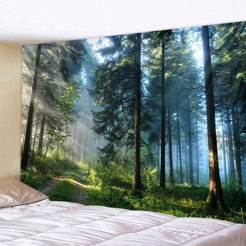 Misty Forest Tree Printed Large Wall Tapestry Cheap Hippie W