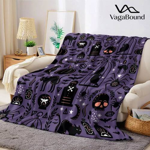 Halloween Mix Element Printed Blanket Suitable for Sofas Bed