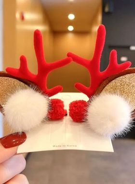 New Year Christmas Hair Pin Children Barrettes Bow Deer Sant