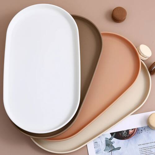 Oval Plastic Storage Tray Reusable Food Serving Tray Dessert