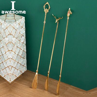 Brass Long Handle Shoehorn European Retro Shoe Lifter Home E
