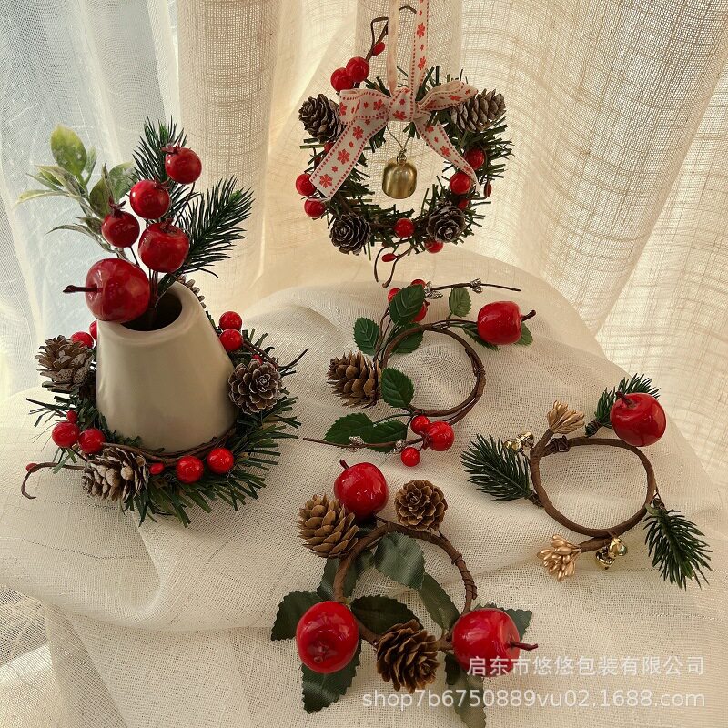 Christmas Rattan Circle Baking Gift Box Decoration Rattan Ca