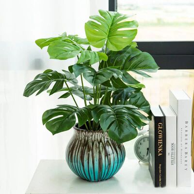 43cm 12 Forks Artificial Monstera Tree Green Fake Plants Pla