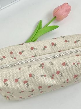 Cartoon Floral Printing Pen Bag Student Grils Stationery Bag