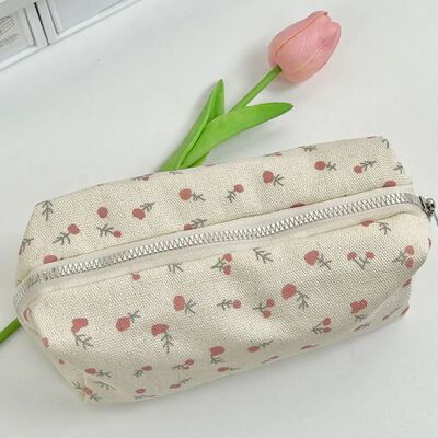 Cartoon Floral Printing Pen Bag Student Grils Stationery Bag