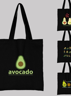 Cute Avocado Printed Canvas Bag Shoulder Bag StudentPortable