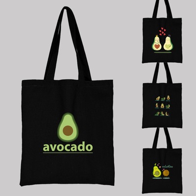 Cute Avocado Printed Canvas Bag Shoulder Bag StudentPortable