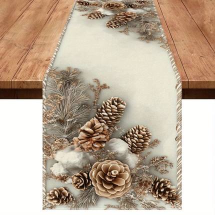 1pc Winter Floral Table Runner  - Holiday Decor for Thanksgi
