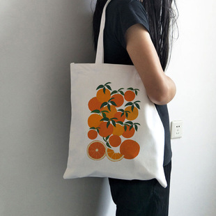 Canvas Leisure Print Porta Fruit Women Cartoon Orange Tote