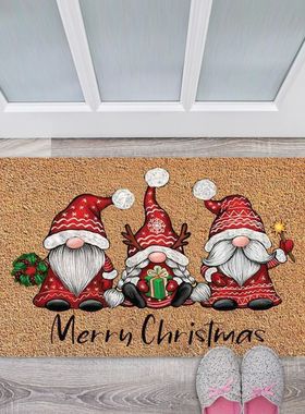 Christmas Carpet Gnome Welcome Doormat Indoor Outdoor Entran