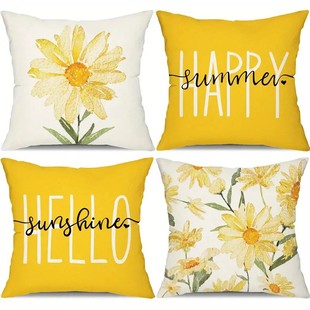 Linen Letter Print Flower Room Pillowcase Living Bedr Summer