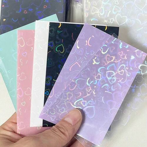 50pcs Laser heart shaped Design card protector , sparkling c