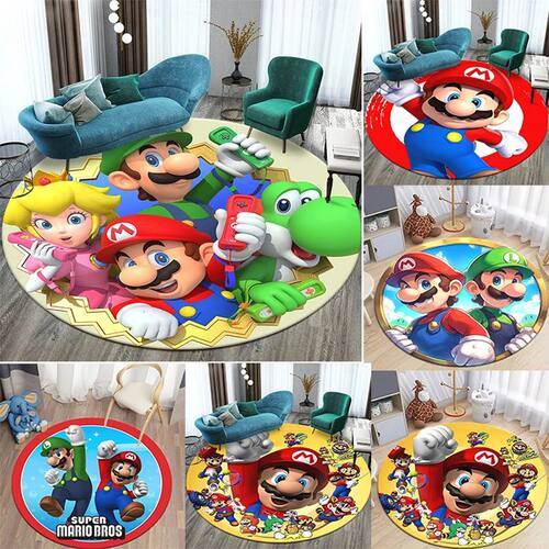 Mario Movie Game Circular Carpet Bedroom Rug Use Non-slip Fl