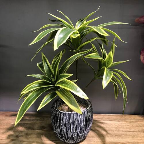 36cm 3 Heads Artificial Palm Tree Plastic Bamboo Branch Trop