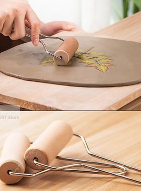 Pottery Art Solid Wooden Pushing Clay Roller Polymer Clay Fo