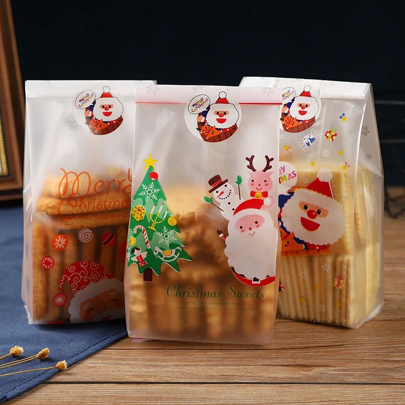 25pcs Christmas Plastic Gift Bags Cookie Candy Biscuit Packa