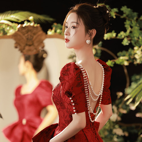 新娘敬酒服2025新款高端轻奢小众小个子中长款平时可穿订婚连衣裙 - 封面