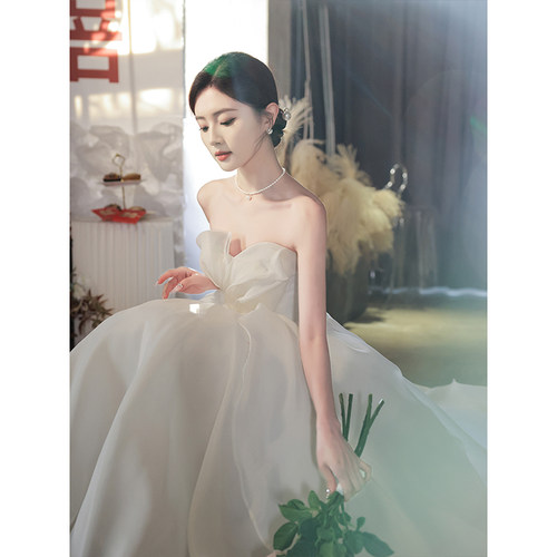 轻婚纱森系出门纱敬酒服新娘