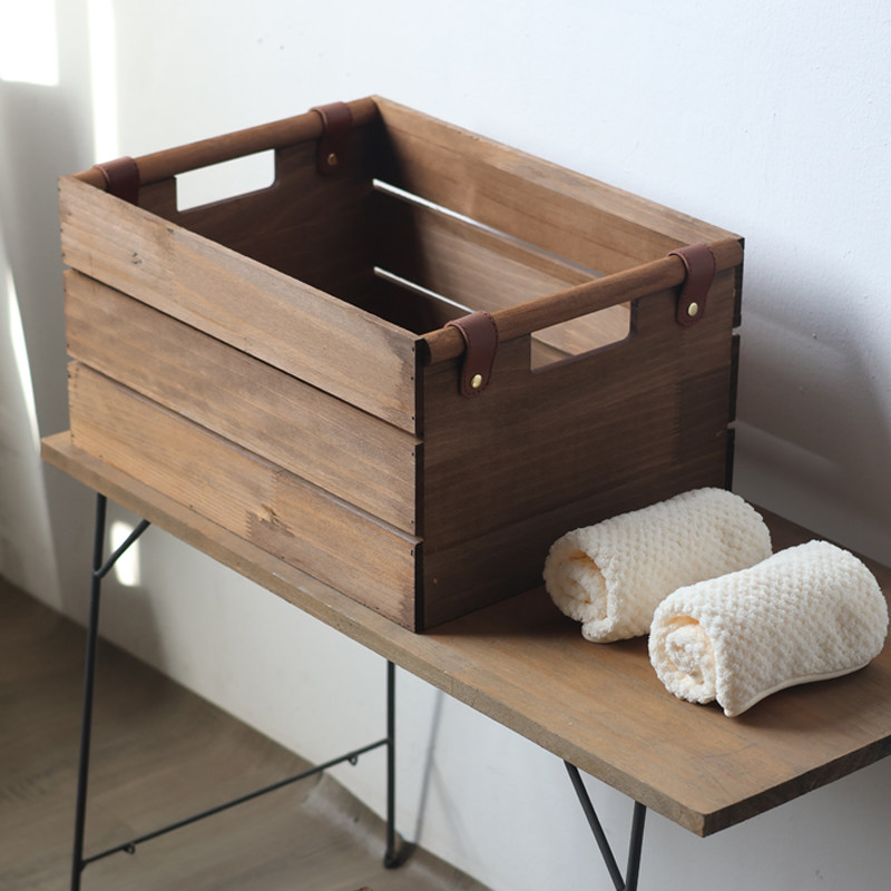 木质复古实木收纳盒零食玩具收纳筐桌面杂物置物筐化妆品整理盒,收纳整理,收纳筐,淘宝优惠券,粉丝福利购,淘宝优惠卷