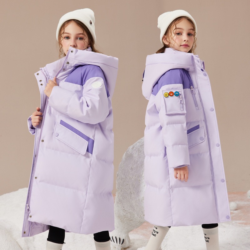 女童羽绒服中长款2025洋气女大童冬季加厚新款中大童保暖连帽外套
