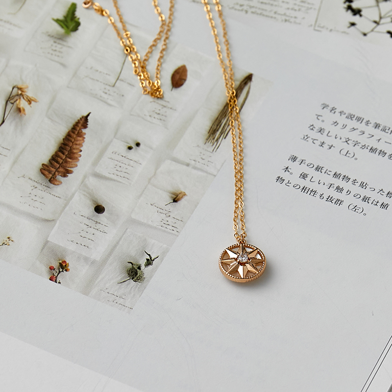 D家八芒星新款包金可带锁骨链