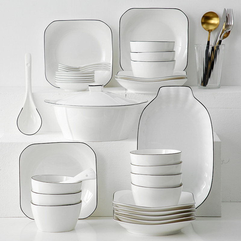 Four person simple Nordic creative ceramic plate