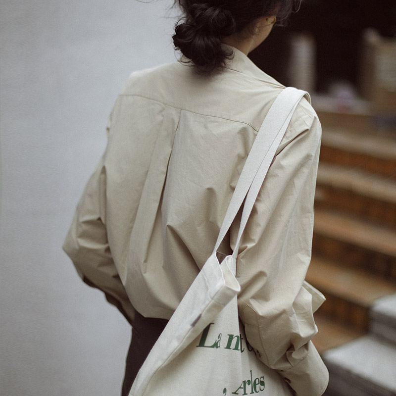 宽松原创单排扣长袖纯棉衬衫