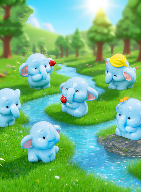 微景观创意可爱小象萌粒公仔园艺造景 DIY装饰品迷你桌面树脂摆件