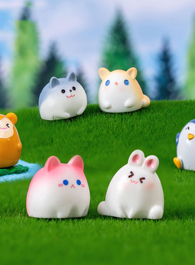 微景观创意可爱卡通圆嘟嘟青蛙动物公仔树脂装饰品配件车载小摆件