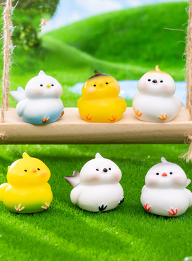 微景观树脂小摆件可爱彩色小肥鸟园艺DIY造景饰品桌面车载小摆件