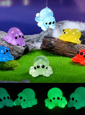 跨境外贸微景观创意可爱夜光小蜘蛛盲袋 DIY装饰品迷你树脂小摆件