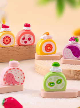 微景观简约创意仿真甜品水果蛋糕卷食玩 DIY装饰品微缩迷你小摆件