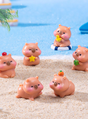 微景观简约创意简单卡皮巴拉公仔 DIY装饰品迷你车载桌面树脂摆件