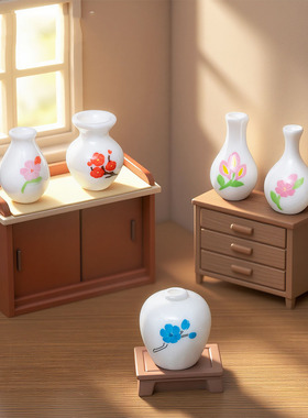 微景观简约创意鲜花窄口瓶子娃娃屋 DIY装饰品迷你微缩场景小摆件