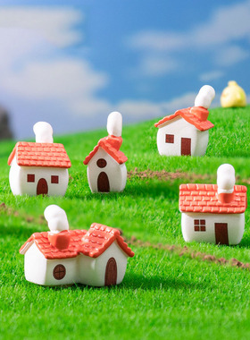 微景观创意红瓦烟囱乡村小房子园艺造景 DIY装饰品迷你树脂小摆件