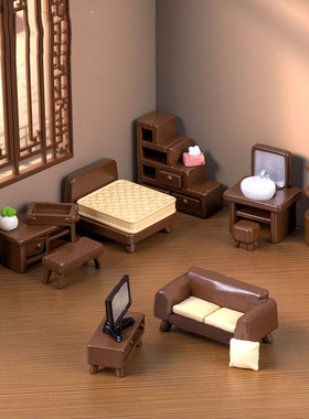 微景观创意木质家具衣柜沙发娃娃屋 DIY装饰品迷你桌面树脂小摆件