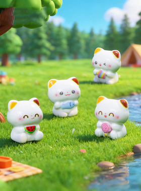 微景观简约创意可爱小三花猫萌粒公仔 DIY装饰品迷你桌面树脂摆件