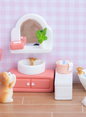 微景观简约创意可爱粉色浴室娃娃屋家具用品 diy饰品迷你树脂摆件