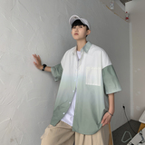 1404-2-C29-P50新款时尚精致潮流宽松短袖衬衫男女同款情侣款C，男装衬衫，星座1404-3