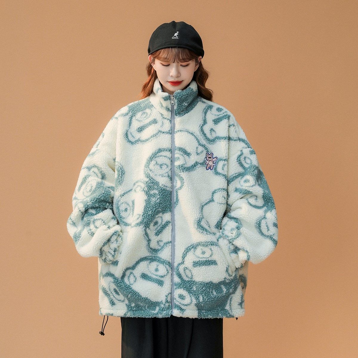 男女两面穿中性加厚羊羔毛新款港风棉衣1404-2-s627-P100服,男装夹克,星座1404-3